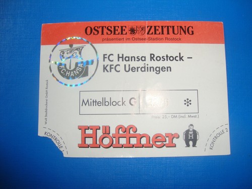 Ticket hansa rostock - 95/96, fc