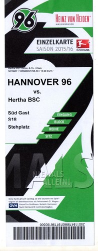 Ticket hannover hertha - bl, 96