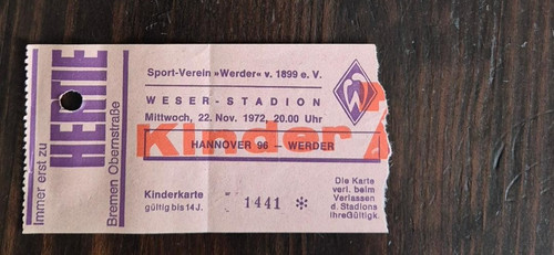 Ticket bundesliga 72 - ticket, 22.11.72