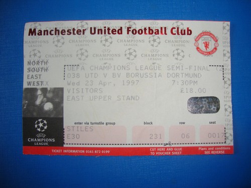 Ticket manchester united - 96/97,