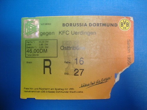 Ticket bvb dortmund kfc - 95/96,