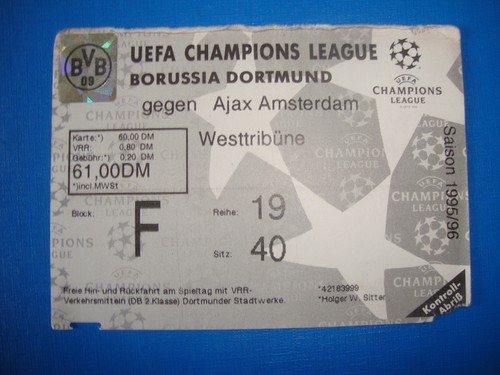 Ticket bvb dortmund ajax - 95/96,