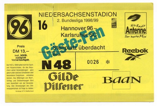 Ticket hannover 96 - 2., bl
