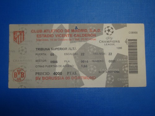 Ticket atletico madrid - 96/97,
