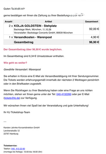 Konzerttickets kolja - 2,