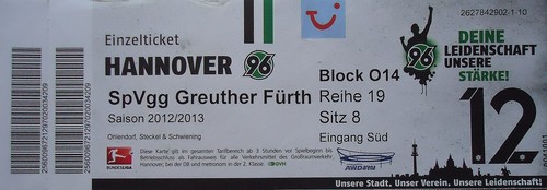 Ticket 2012 hannover - 2012/13,