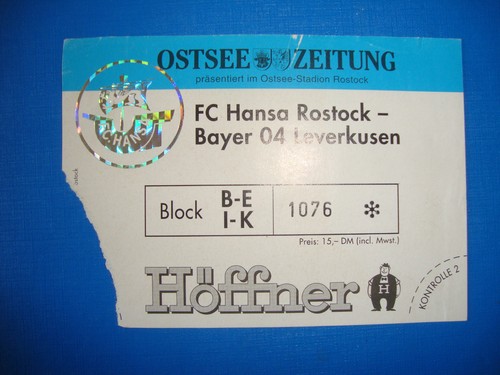 Ticket hansa rostock - 95/96,