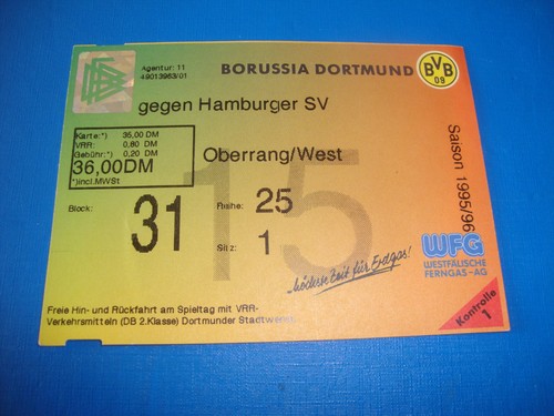 Ticket bvb dortmund hsv - 95/96,