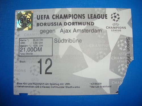Ticket bvb dortmund ajax - 95/96,