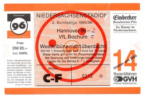 Ticket hannover vfl - ticket, 96