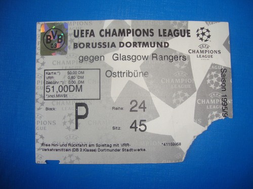 Ticket bvb dortmund fc - 95/96,