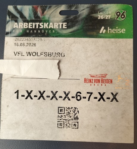 Sammler ticket hannover - 26/27,