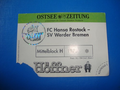 Ticket hansa rostock - 95/96, fc