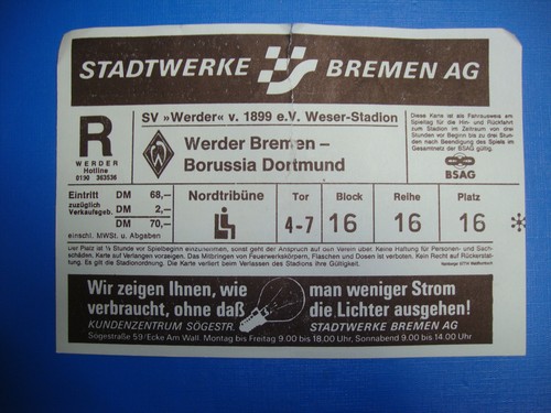 Ticket werder bremen bvb - ticket,