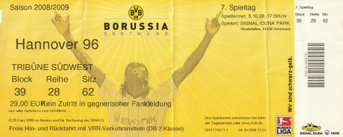 Ticket borussia dortmund - ticket,