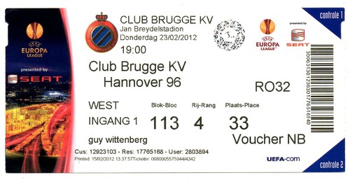 Ticket club brügge - ec,