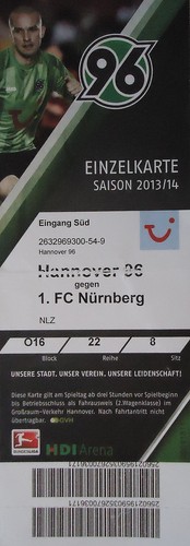 Ticket 2013 hannover - 2013/14,