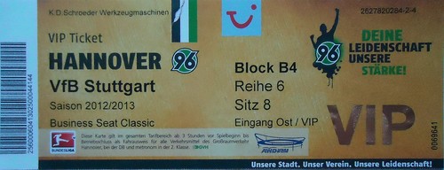 Vip ticket 2012 hannover 96 - 2012/13,